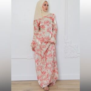 Floral Pink and Cream Women's Dress